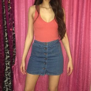 Denim button down skirt cute new